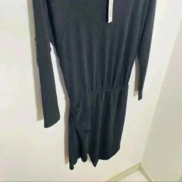 NWT Michael Stars Hally Ruched Side Faux Wrap Tahoe Jersey Dress in Black - Picture 5 of 7